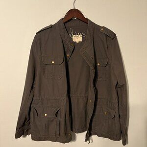 Ann Taylor Loft Size L Grey Utility Jacket